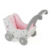 Holz-Puppenwagen Stars grau