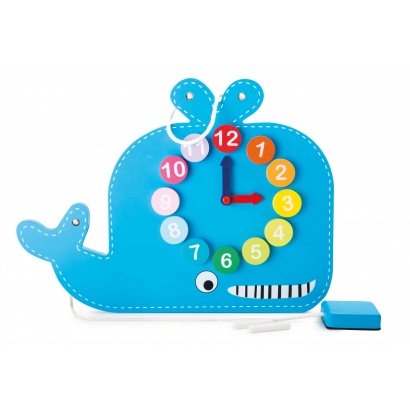 Lernuhr und Tafel Wal