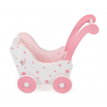 Holz-Puppenwagen Stars pink