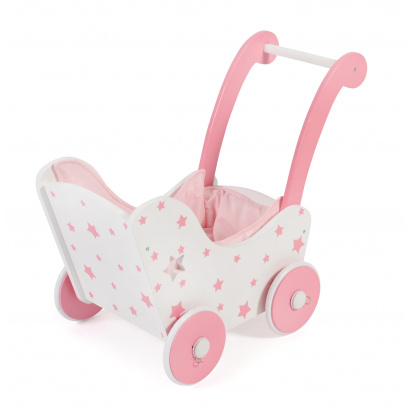 Holz-Puppenwagen Stars pink