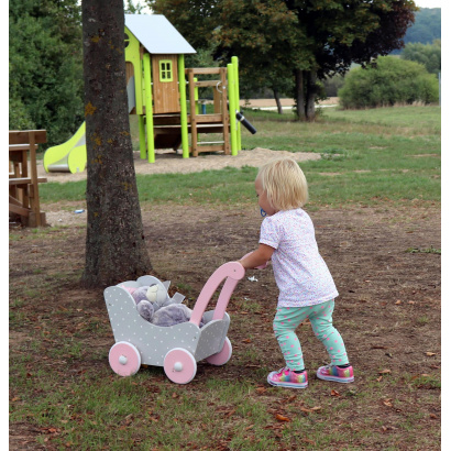 Holz-Puppenwagen Stars pink