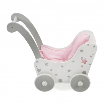 Holz-Puppenwagen Stars grau