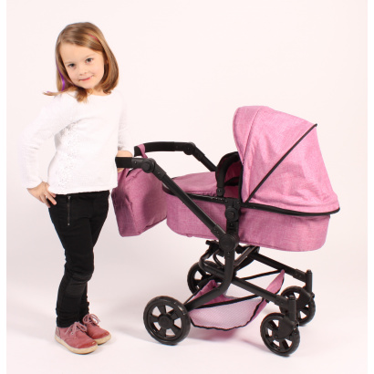 Kombi-Puppenwagen Mika Jeans pink