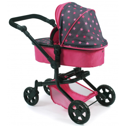 Kombi-Puppenwagen Mika Sternchen pink