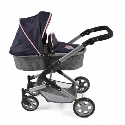 3-in-1 Kombi-Puppenwagen Lia Melange grau-navy