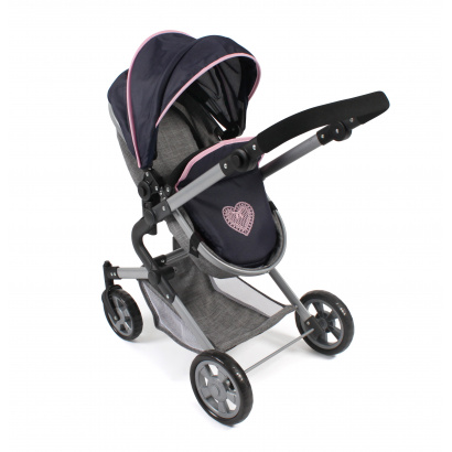 3-in-1 Kombi-Puppenwagen Lia Melange grau-navy