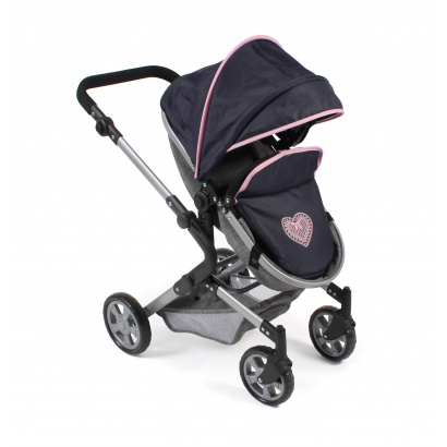 3-in-1 Kombi-Puppenwagen Lia Melange grau-navy