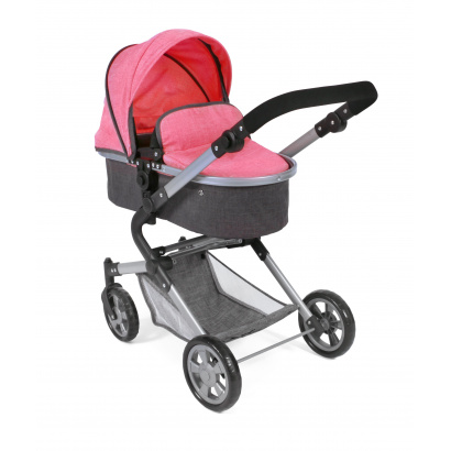 3-in-1 Kombi-Puppenwagen Lia Melange anthrazit-pink