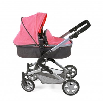 3-in-1 Kombi-Puppenwagen Lia Melange anthrazit-pink