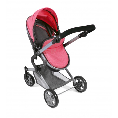 3-in-1 Kombi-Puppenwagen Lia Melange anthrazit-pink