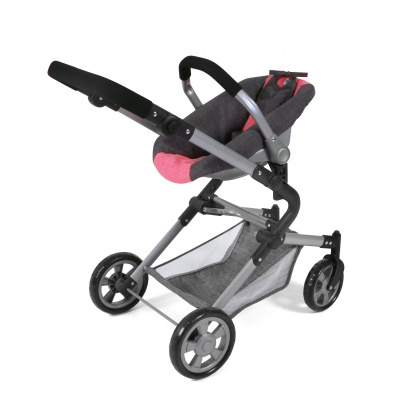 3-in-1 Kombi-Puppenwagen Lia Melange anthrazit-pink
