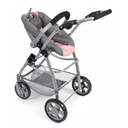 Kombi-Puppenwagen 3 in 1 EMOTION ALL IN Melange grau-rosa
