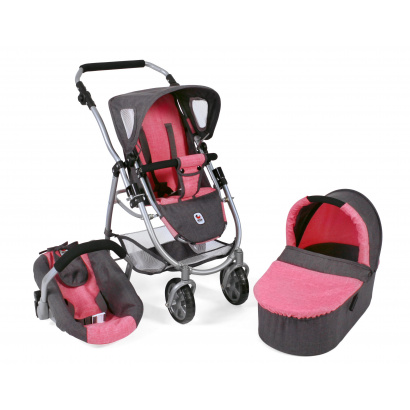 Kombi-Puppenwagen 3 in 1 EMOTION ALL IN Melange anthrazit-pink