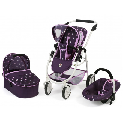 Kombi-Puppenwagen 3 in 1 EMOTION ALL IN Stars lila