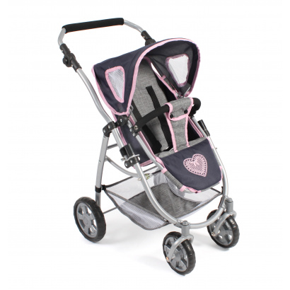 Kombi-Puppenwagen 2 in 1 EMOTION Melange grau-navy