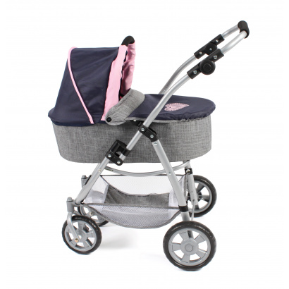 Kombi-Puppenwagen 2 in 1 EMOTION Melange grau-navy