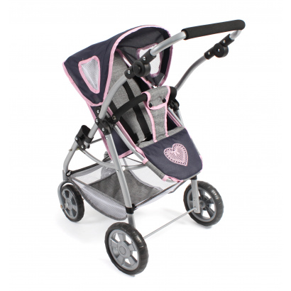Kombi-Puppenwagen 2 in 1 EMOTION Melange grau-navy