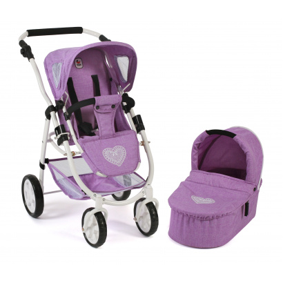 Kombi-Puppenwagen 2 in 1 EMOTION Melange Flieder