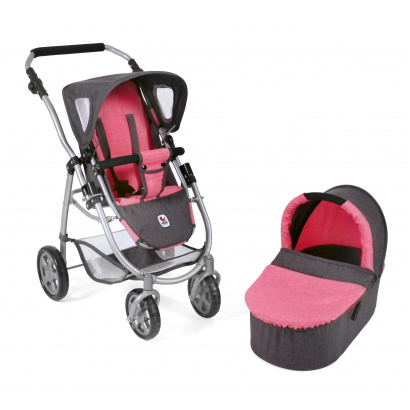 Kombi-Puppenwagen 2 in 1 EMOTION Melange anthrazit-pink