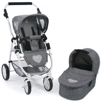 Kombi-Puppenwagen 2 in 1 EMOTION Jeans grey