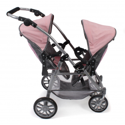 Tandem-Sportwagen Vario Melange grau-rosa