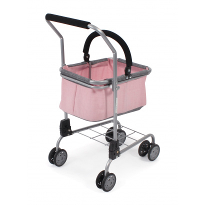 Supermarkt-Einkaufswagen mit Tragekorb Melange grau-rosa