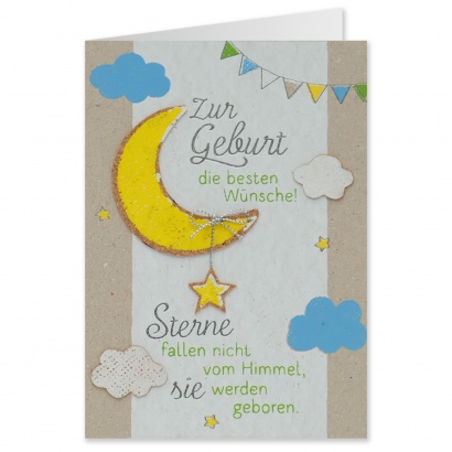 Grußkarte mit Kork »Geburt«