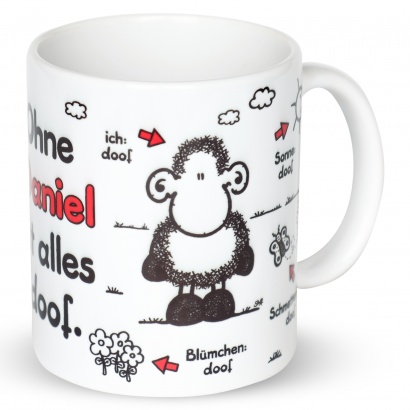 Tasse »Ohne ... ist alles doof.« mit Wunschnamen, weiß