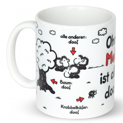 Tasse »Ohne ... ist alles doof.« mit Wunschnamen, weiß