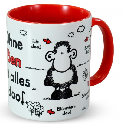 Tasse »Ohne ... ist alles doof.« mit Wunschnamen, rot
