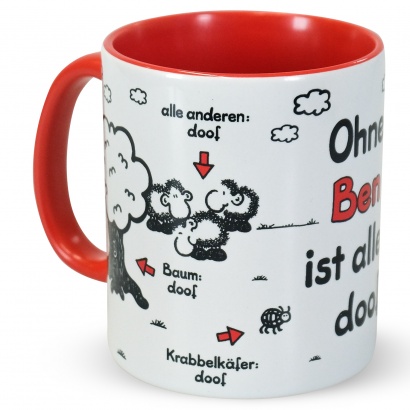 Tasse »Ohne ... ist alles doof.« mit Wunschnamen, rot
